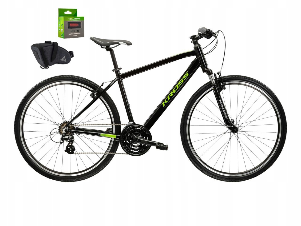 Rower 28 Kross Evado 2.0 M M czarno-zielony połysk 19" sakwa la