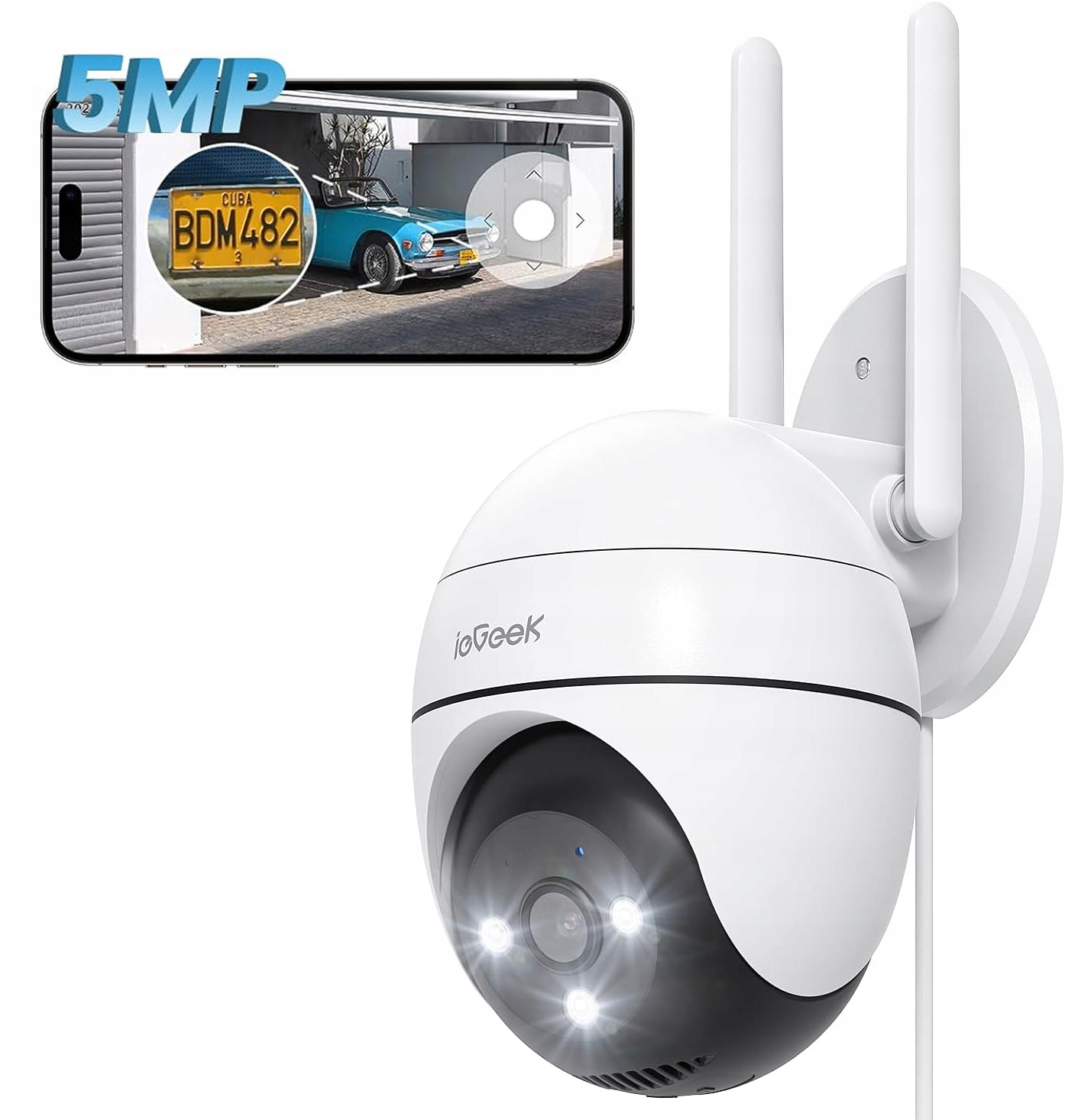 Venkovní Otočná Kamera Ip WiFi 5MPx 4xZOOM Aplikace, Detekce, Mikrofon
