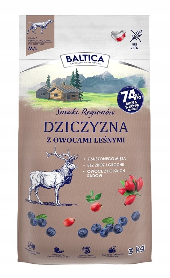 Baltica 3kg karma dla psa Dziczyzna Z Owocami Leśnymi M/L 3kg