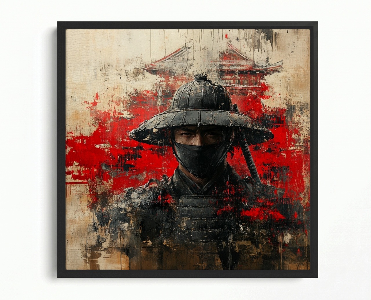 Obraz Rám American Box Portrét Samuraj Bojovník Ninja Japonsko Asie 50x50