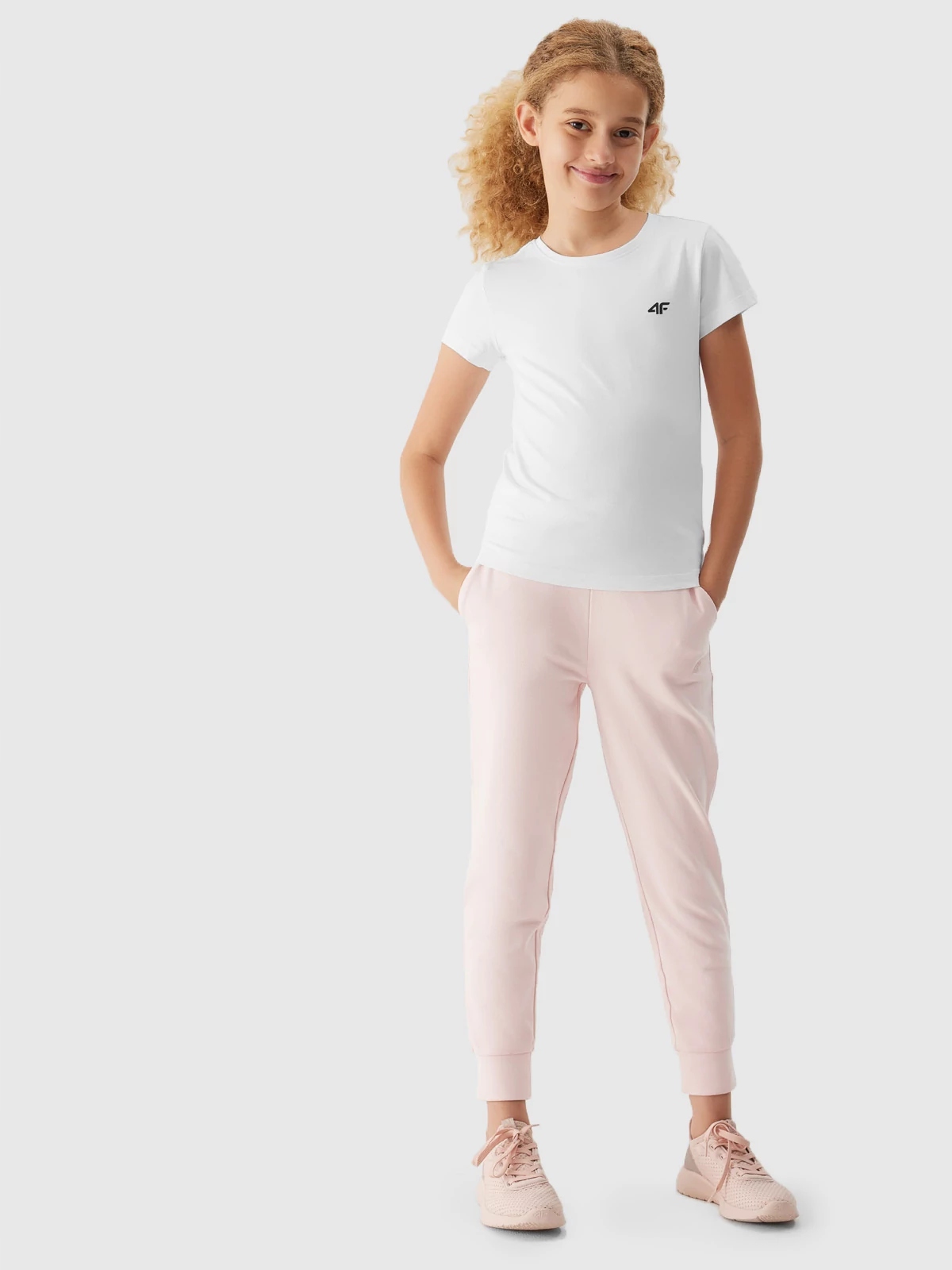 SPODNIE DRESOWE JOGGERY DZIEWCZĘCE BAWEŁNA 4F r. 158