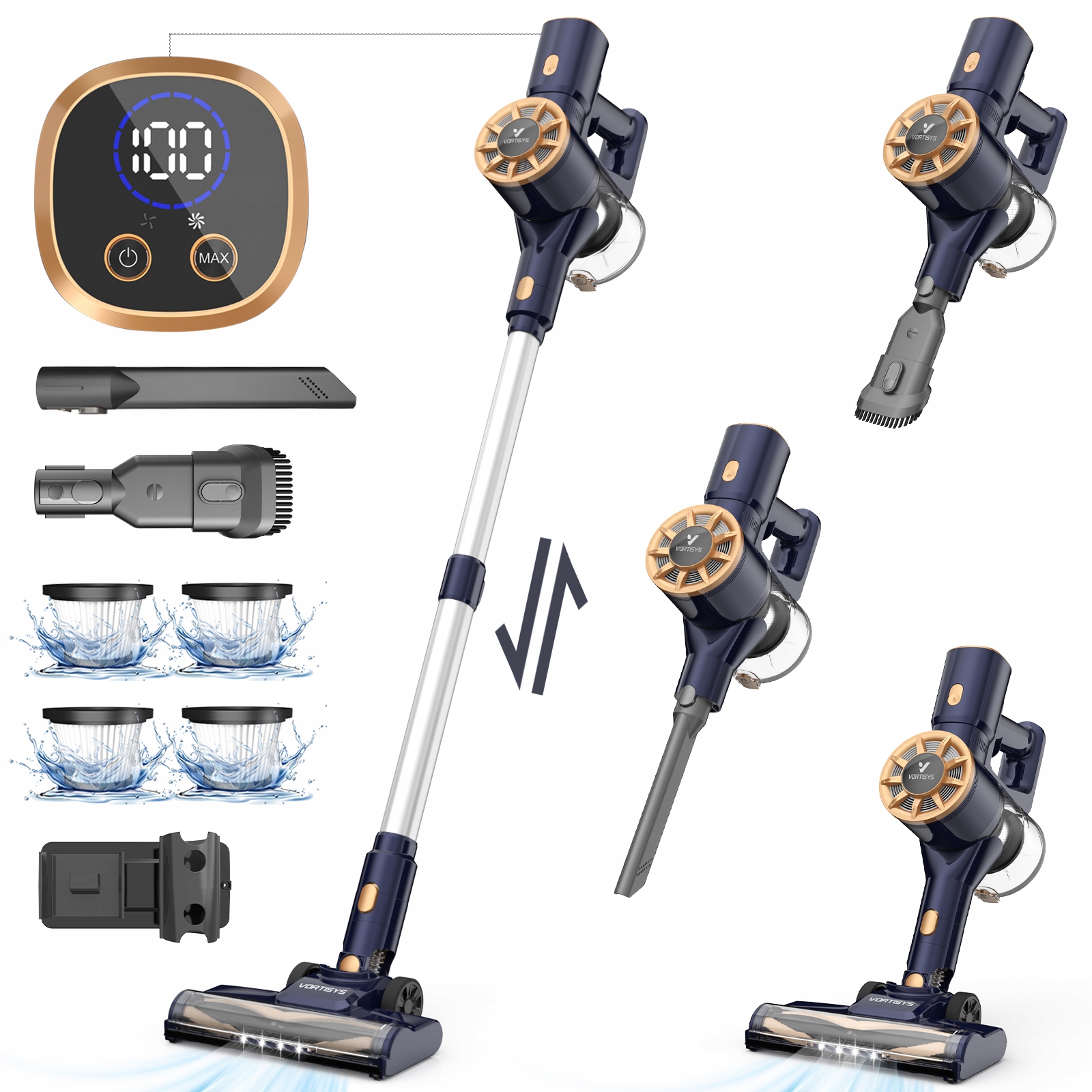 N9 Akumulátorový vysávač, výkonný 350W, sací výkon 50000Pa, výdrž 55 minút, Hepa filter × 3