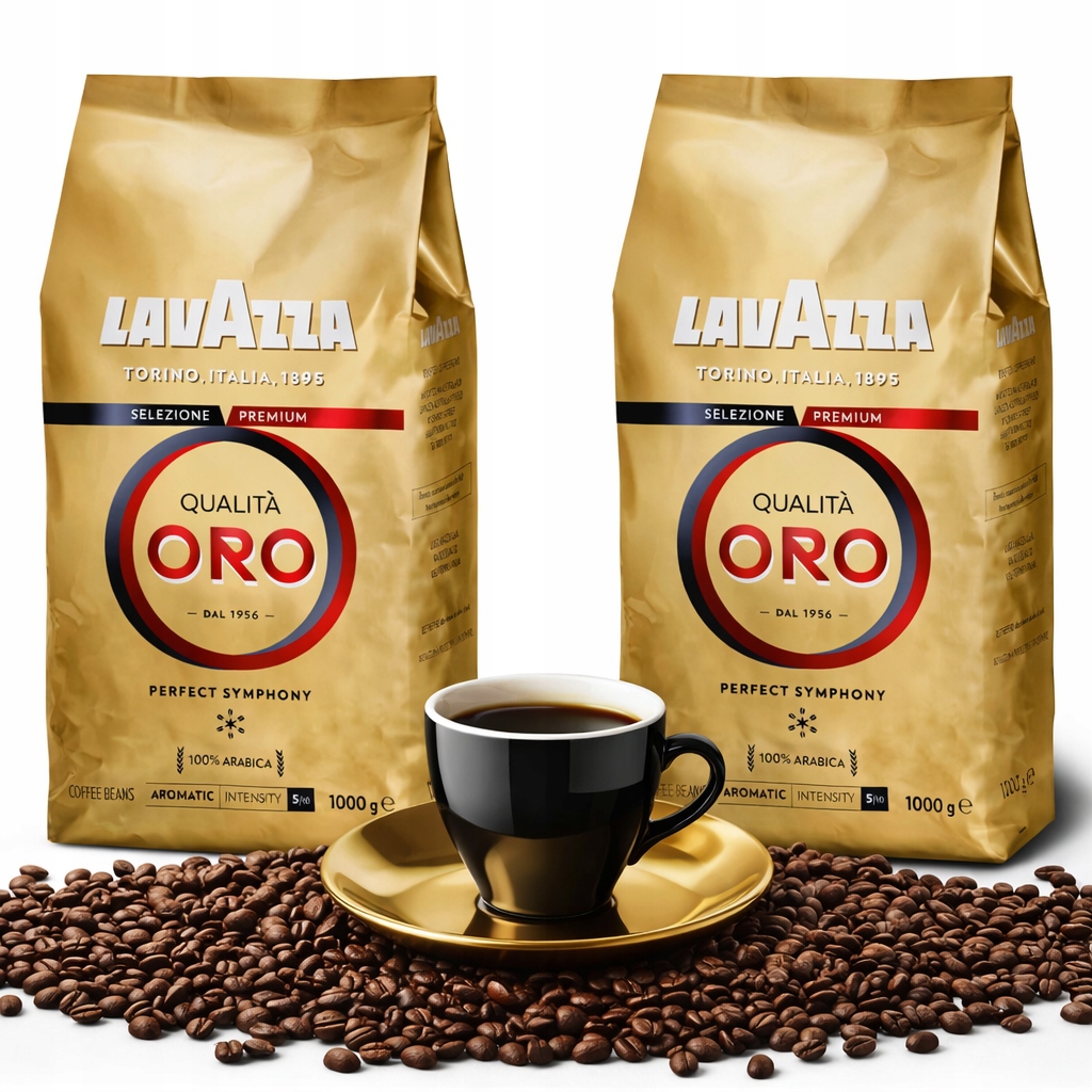 Levně Káva zrnková Arabica Lavazza Qualita Oro 1000 g Set 2 Kusů