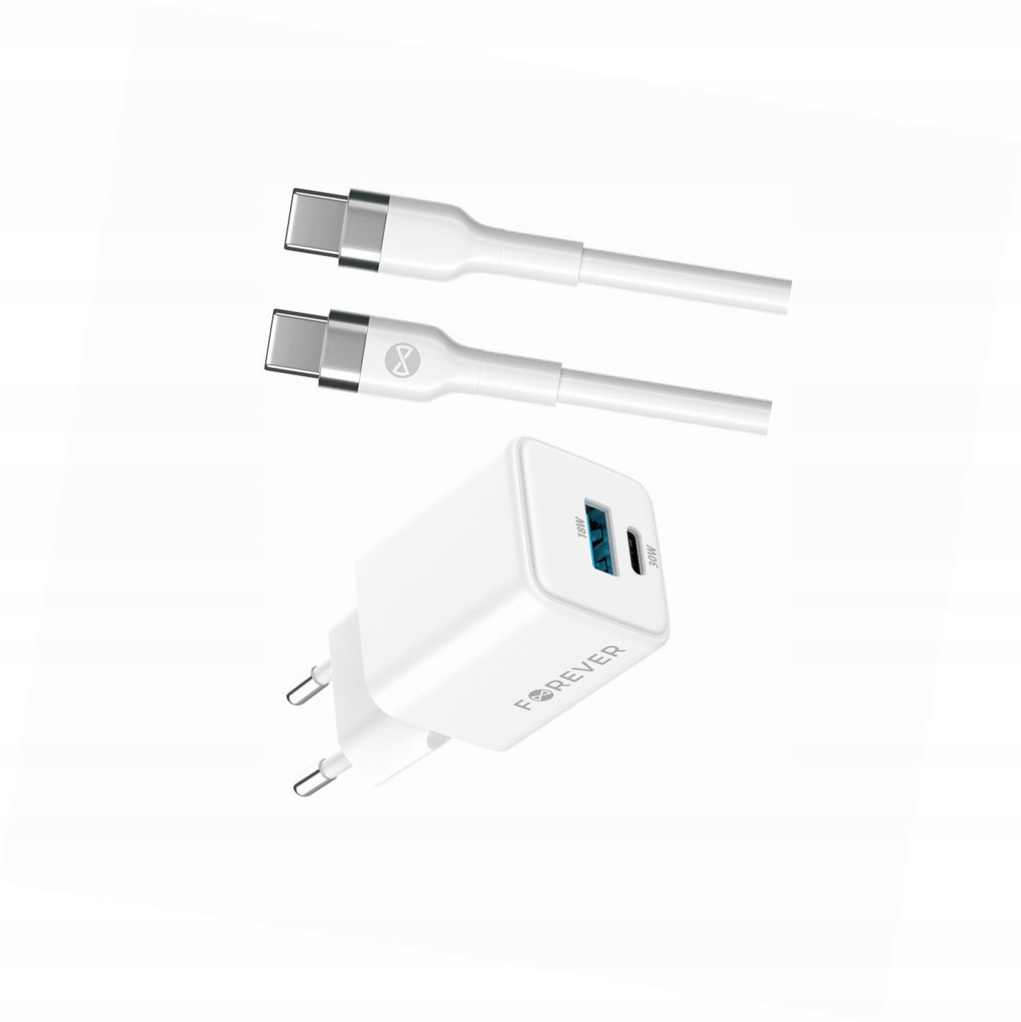 Szybka ładowarka GaN 30W 2 wejścia Usb i Usb-c z kablem do Realme C55
