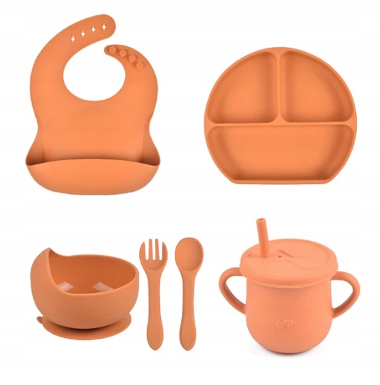 PIERWSZE NACZYNIA ZESTAW DO KARMIENIA DLA DZIECI SILIKONOWE NACZYNIA