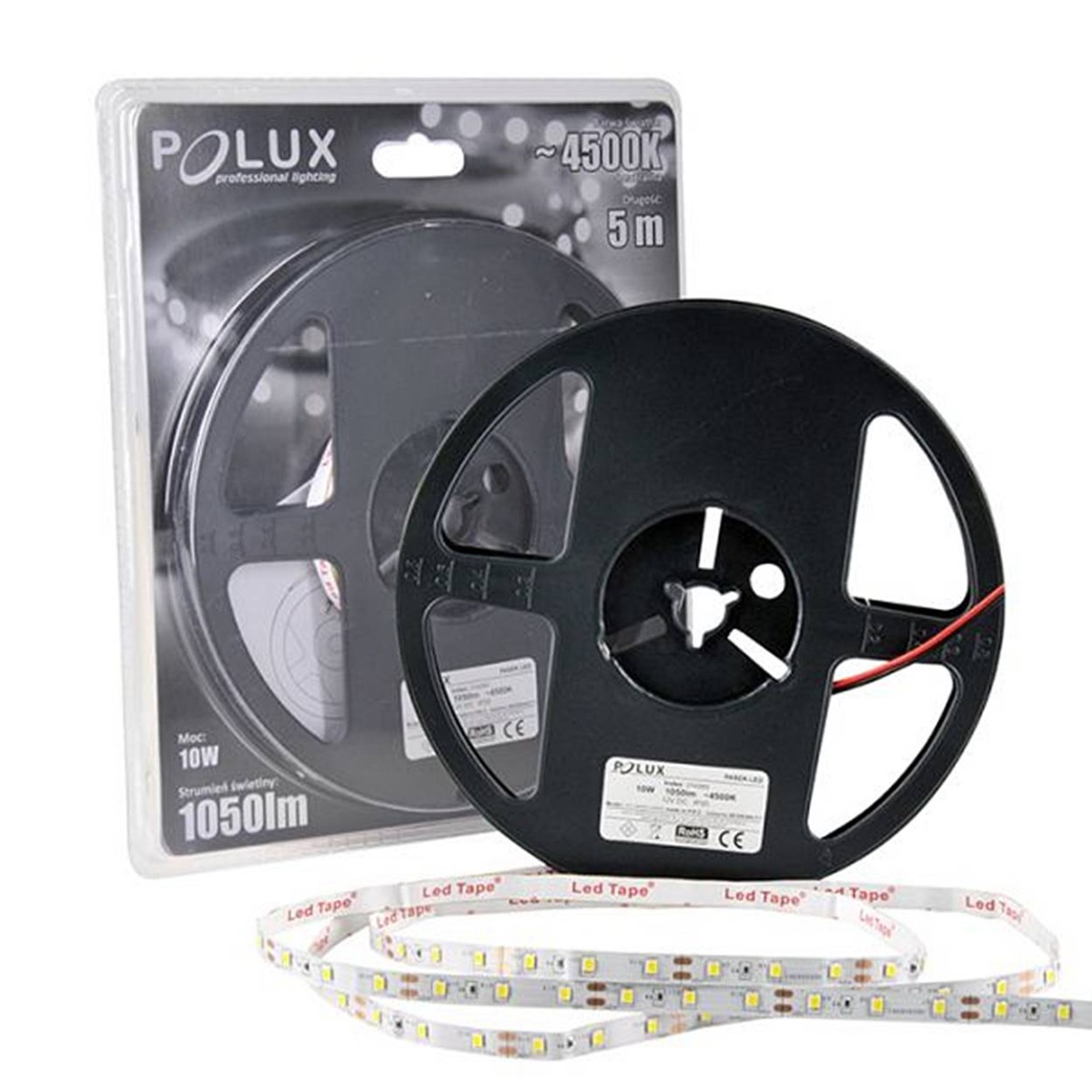 

Taśma Led 10W 4500K Neutralna 1050lm IP20 5m 120°
