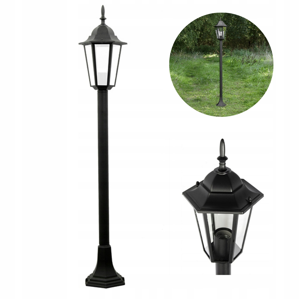 Lampa ogrodowa stojąca Latarnia zewnętrzna czarna metalowa 96 Liguria Polux