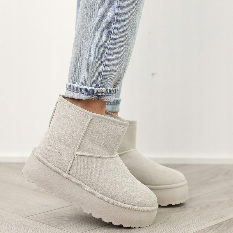 Beżowe botki śniegowce damskie platforma mukluki B-11 r.38 Kod producenta 4912 BEIGE B-11