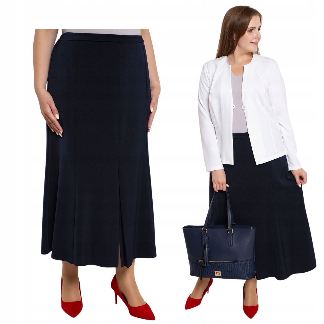 Modrá sukně typu tulipán s rozparkem 60