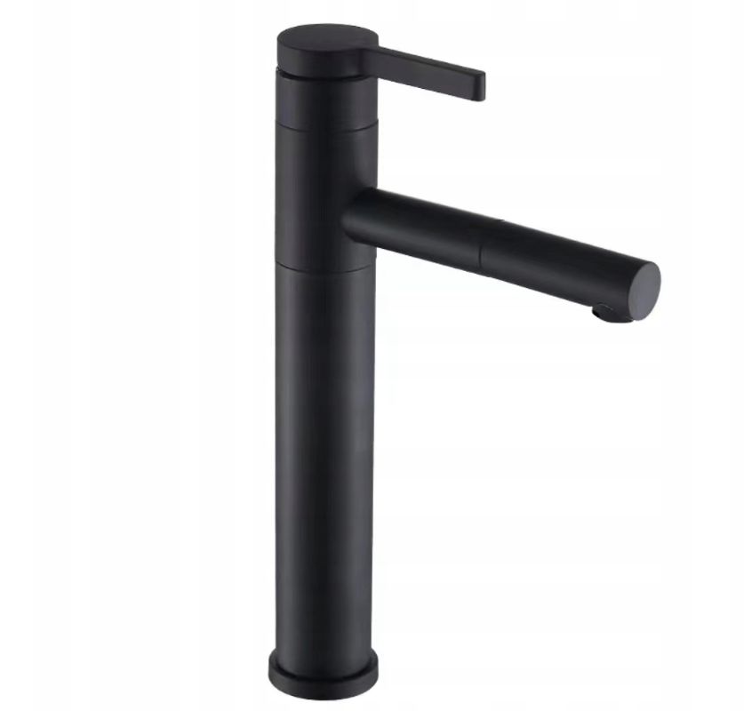 Wysoka Czarna Bateria Umywalkowa Kran Do Umywalki Obrotowa Wylewka Tepe