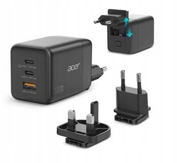 Acer 100W GaN charger Black; 3 nabíjecí porty: 2x Usb-c 1x Usb-a; rychl
