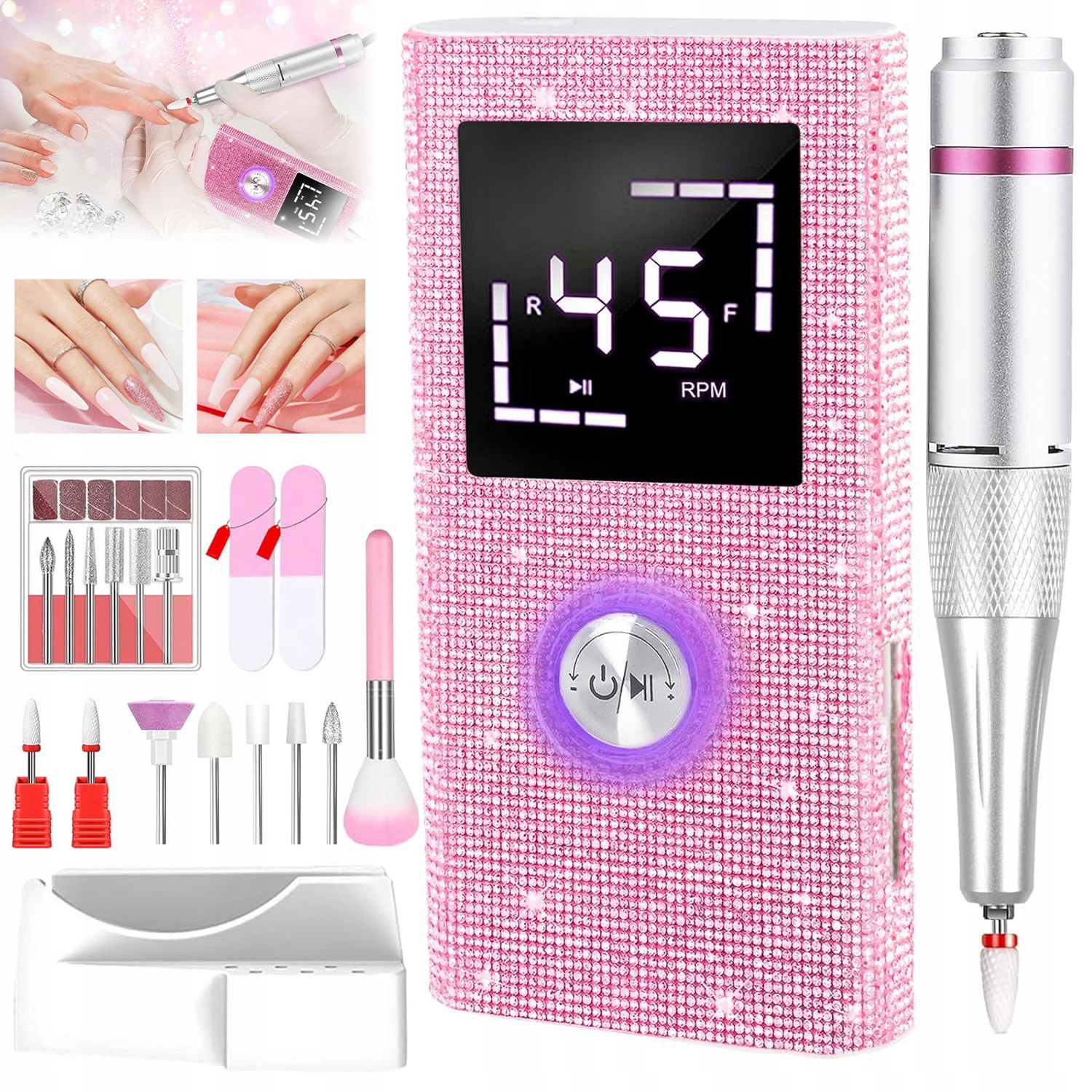 Bruska Na Nehty Manikúra Pedikúra Profesionální Výkonná Usb Fréza Sada