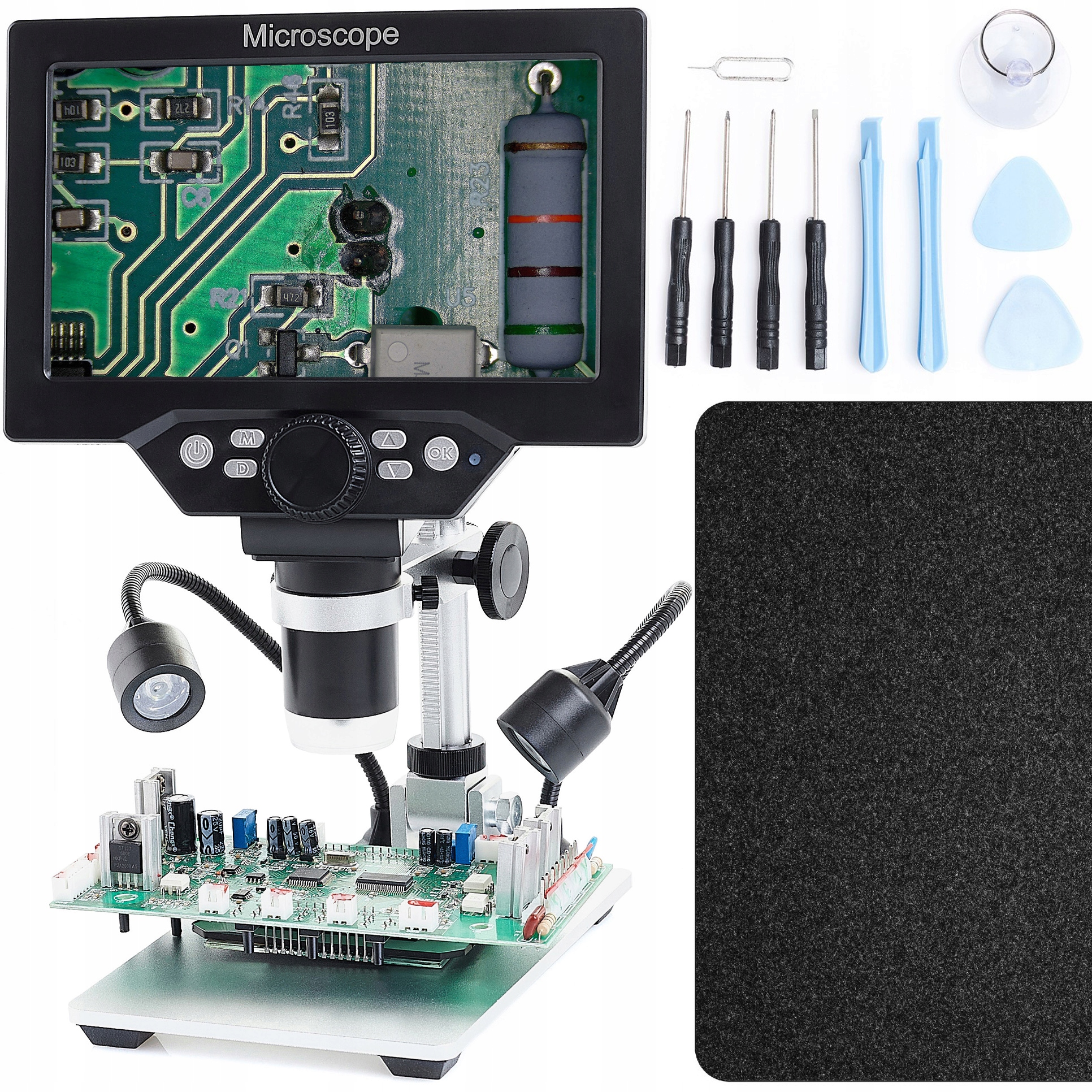 Digitální Mikroskop 1200X LCD Hd 1080P 12MP 8 X Led Podložka Pro Gsm Nástroje