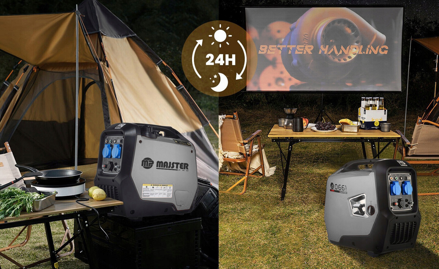 INWERTOROWY AGREGAT PRĄDOTWÓRCZY GENERATOR Cichy Miedziany AVR +2xOl MP0661 Rozruch ręczny