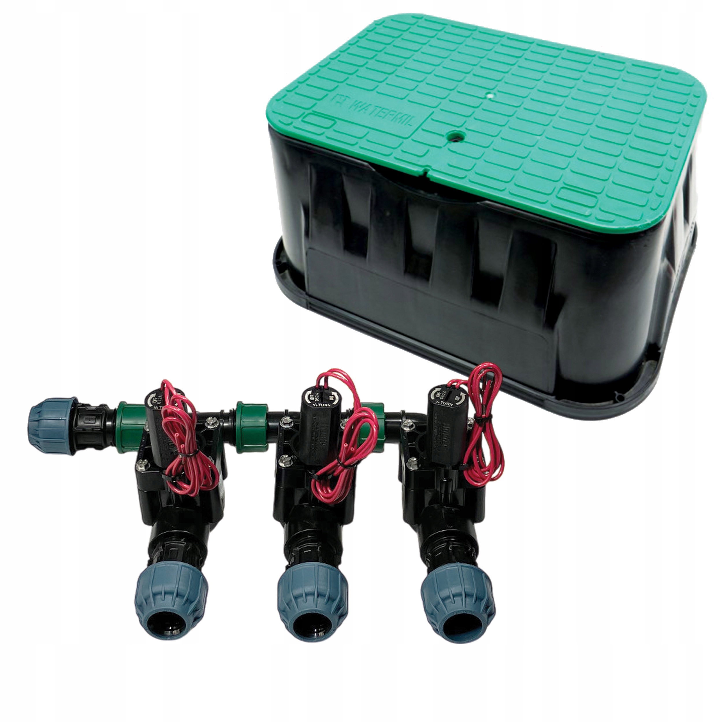 Kolektor Rozdělovač 3 sekcí Hunter Pgv 100 na trubku Pe 25 mm Šachta