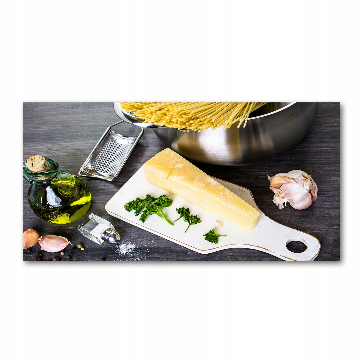 

Foto obraz szkło akryl Makaron z czosnkiem 120X60