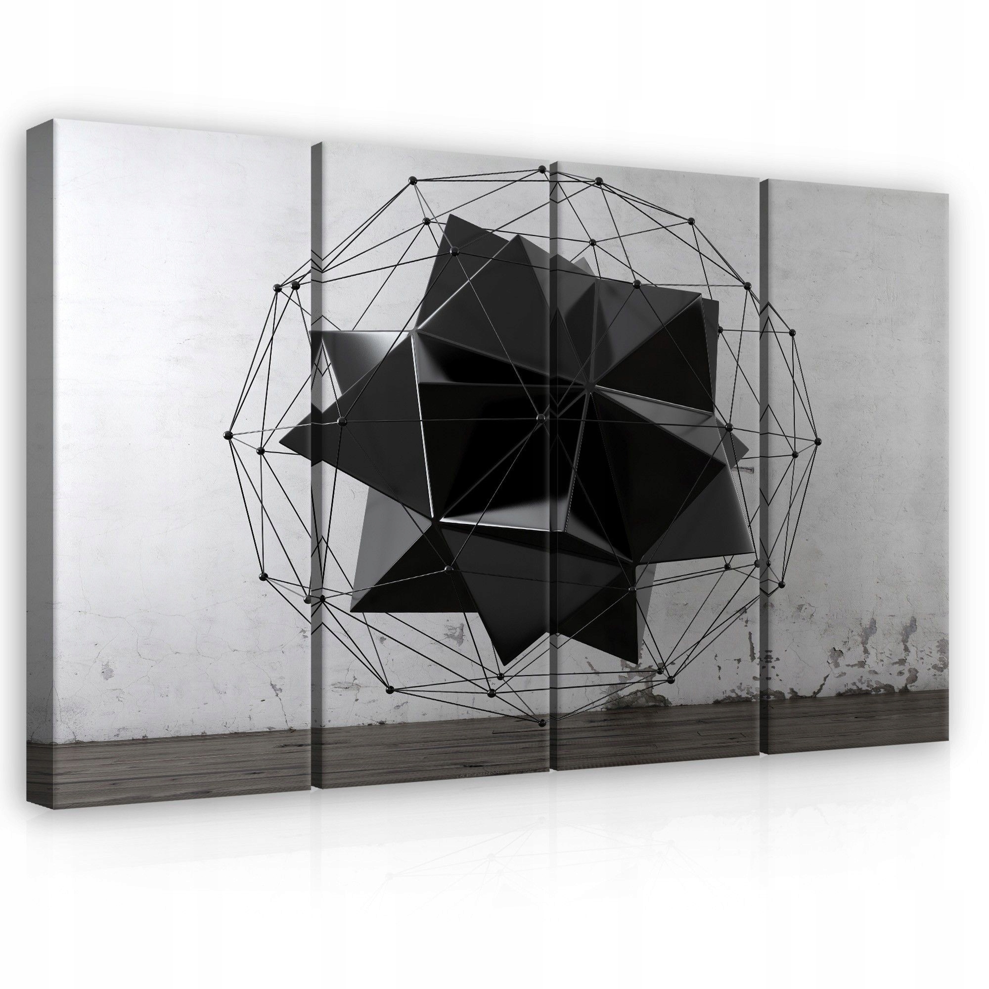 Obraz 120x80 modulární geometrický 3D abstrakce černý lesk minimalismus