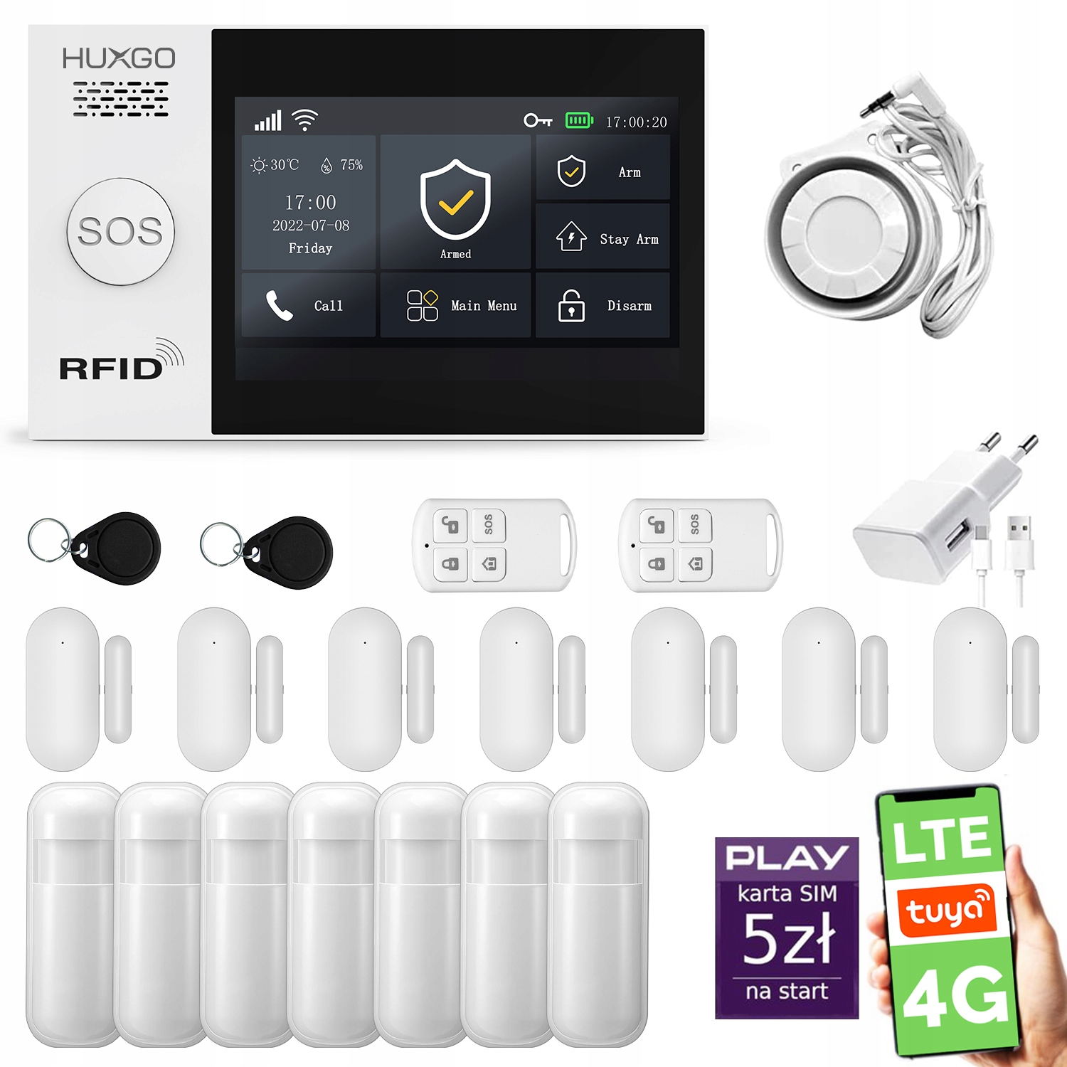 Bezdrôtový alarm WiFi Gsm 4G, Tuya, alarmová sada Huxgo HXA007 4G