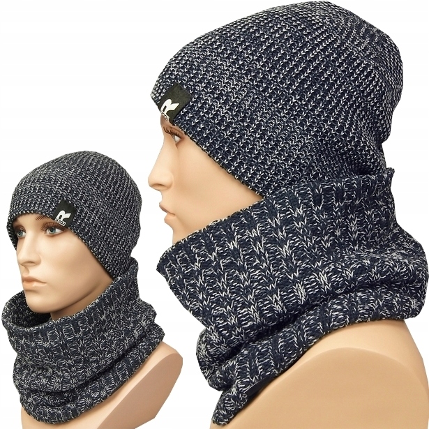 

Męski Komplet Czapka i Komin ciepły zimowy Granat