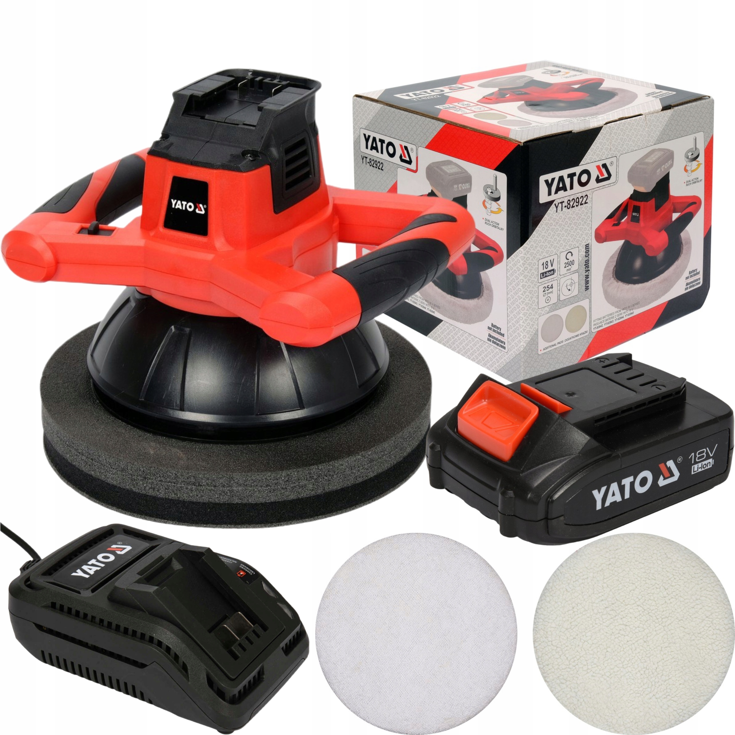 YATO POLERKA SAMOCHODOWA AKU. 18V +2 NAKŁADKI +2Ah