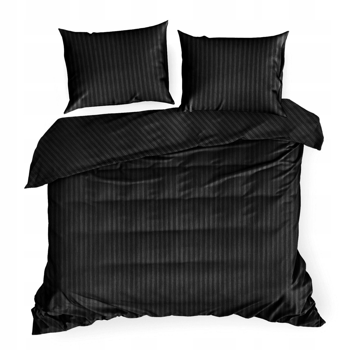 Posteľná Bielizeň 220x200 3 ks obliečka na vankúš 70x80 Satén Bavlnená Vera pásy čierna