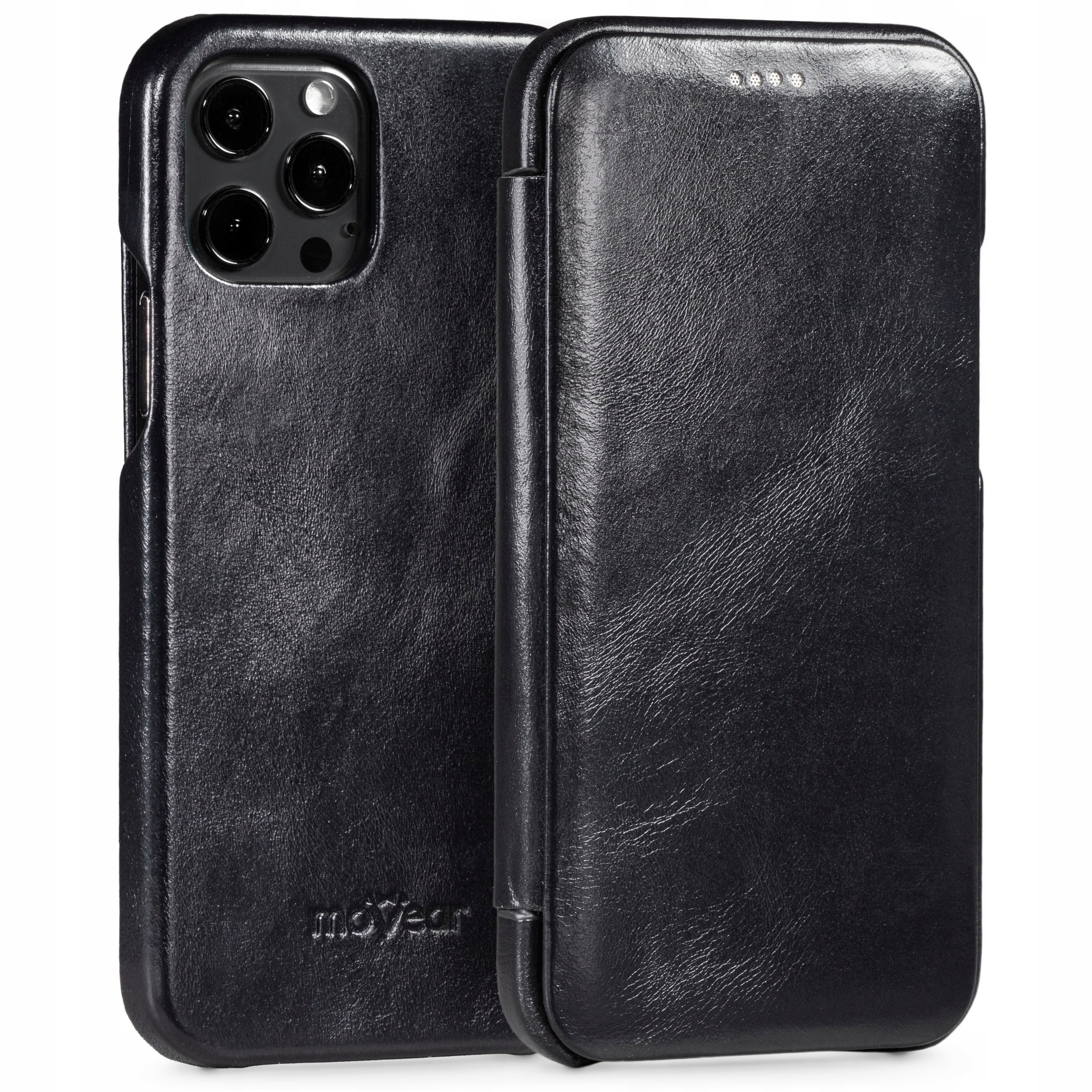 Etui skórzane na iPhone 12 Pro 12 Pokrowiec book slim case Czarny Movear