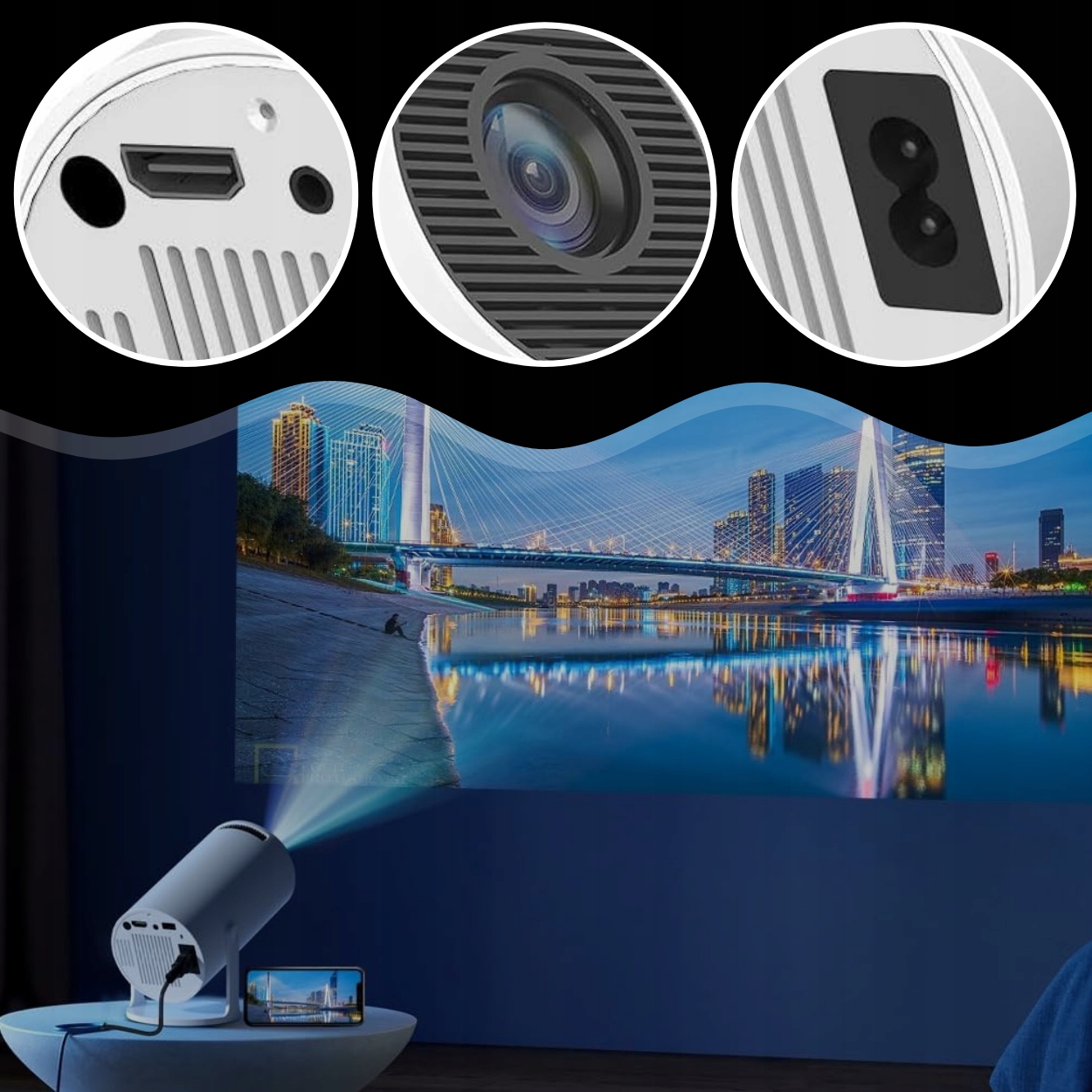 PROJEKTOR ANDROID WIFI TV 4K RZUTNIK PRZENOŚNY SMART OBROTOWY GŁOŚNIK Marka Magcubic