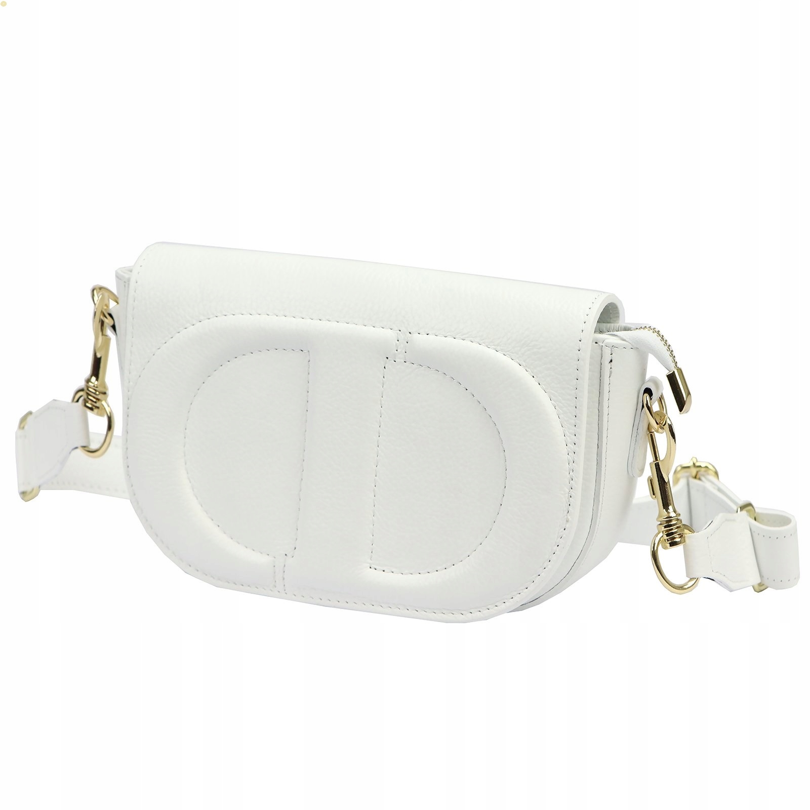 Dámská kožená kabelka Vera Pelle bílá kabelka přes rameno pásek elegantní malá