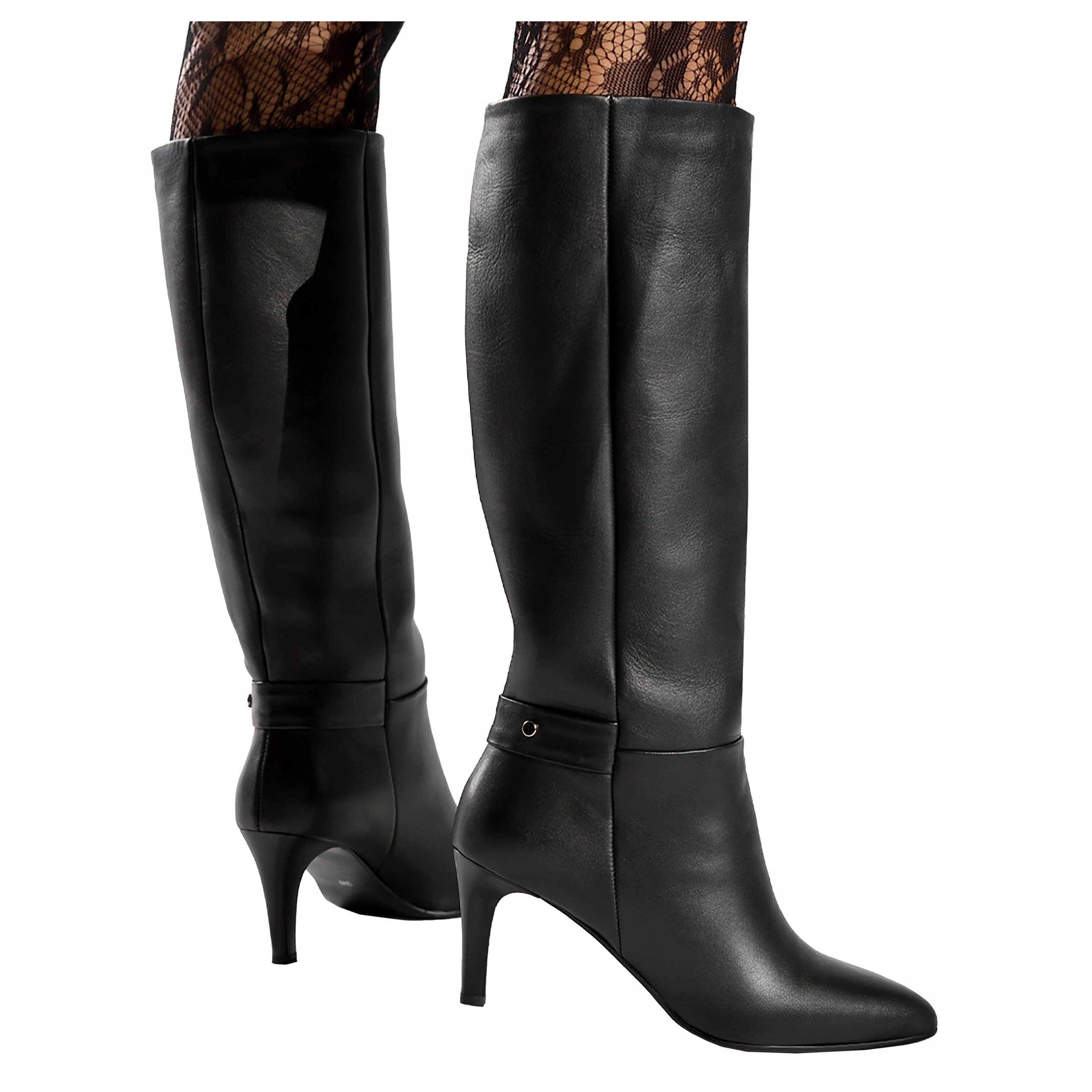 Kožené Dámské Kozačky Na Podpatku Před Kolenem Pohodlné Módní vel. 36