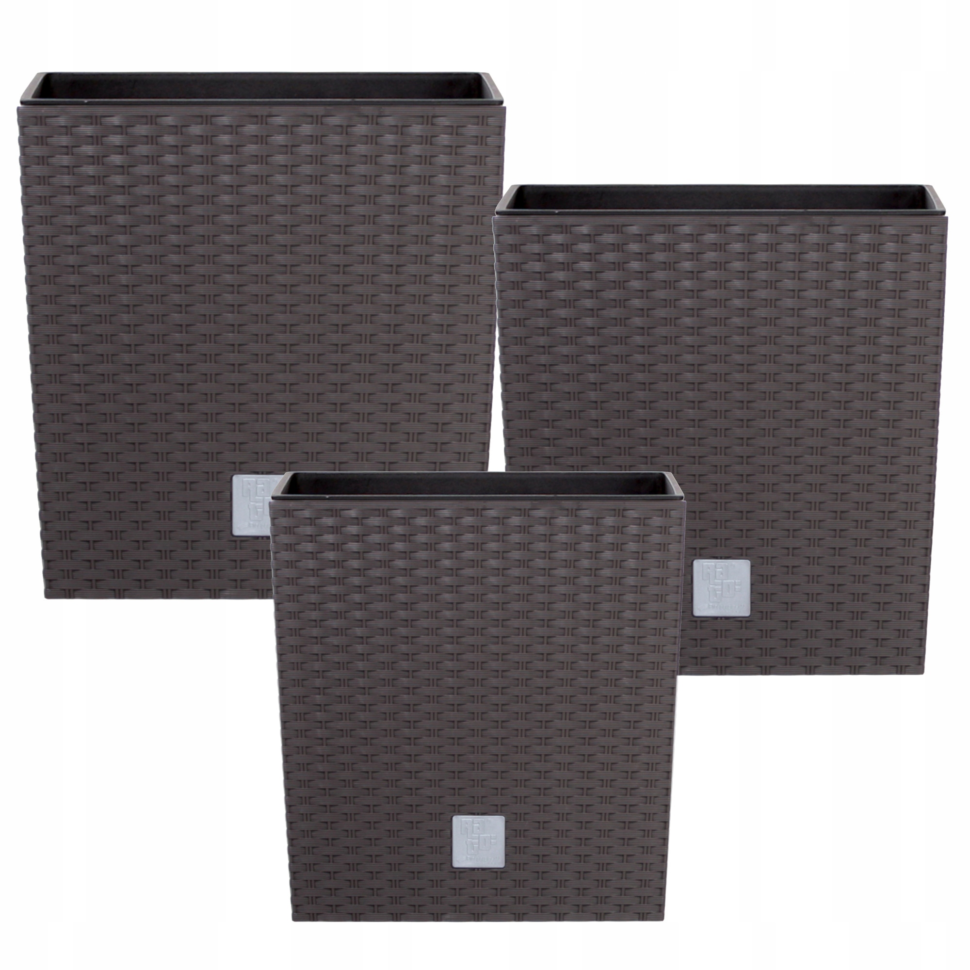Set 3 x Kvetináč Ratan Hnedý 26 32 40 cm