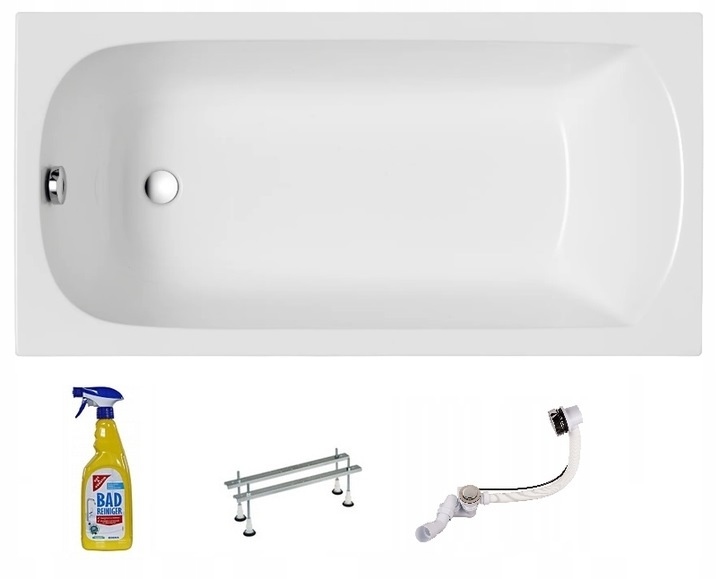 Wanna akrylowa prostokątna Polimat Classic 140X70 syfon automatyczny chrom