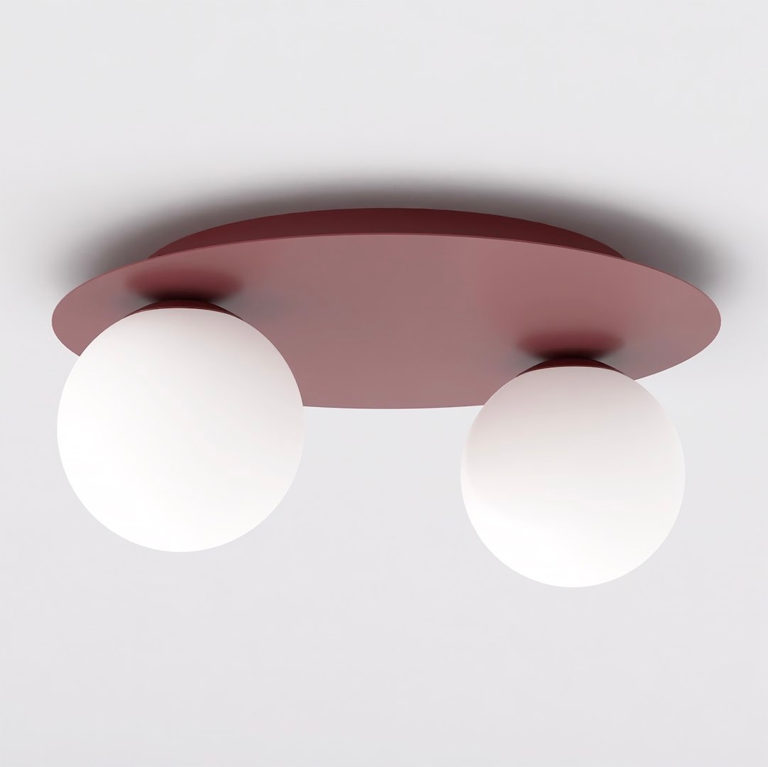 Stropní svítidlo Solar Burgund Opal,2xE14, ocelové svítidlo s kulovitými stínítky