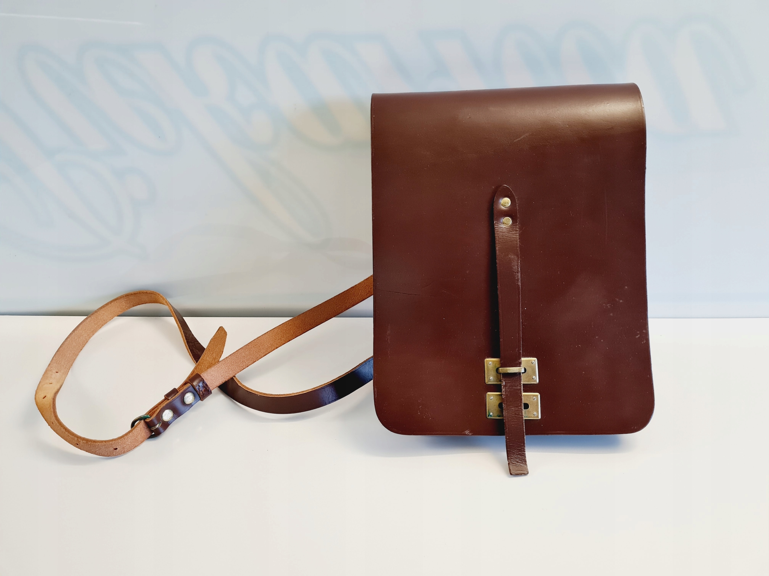 RAPORTÓWKA TORBA SKÓRA BRĄZ JAK NOWA ORYGINAŁ VINTAGE Z PRL