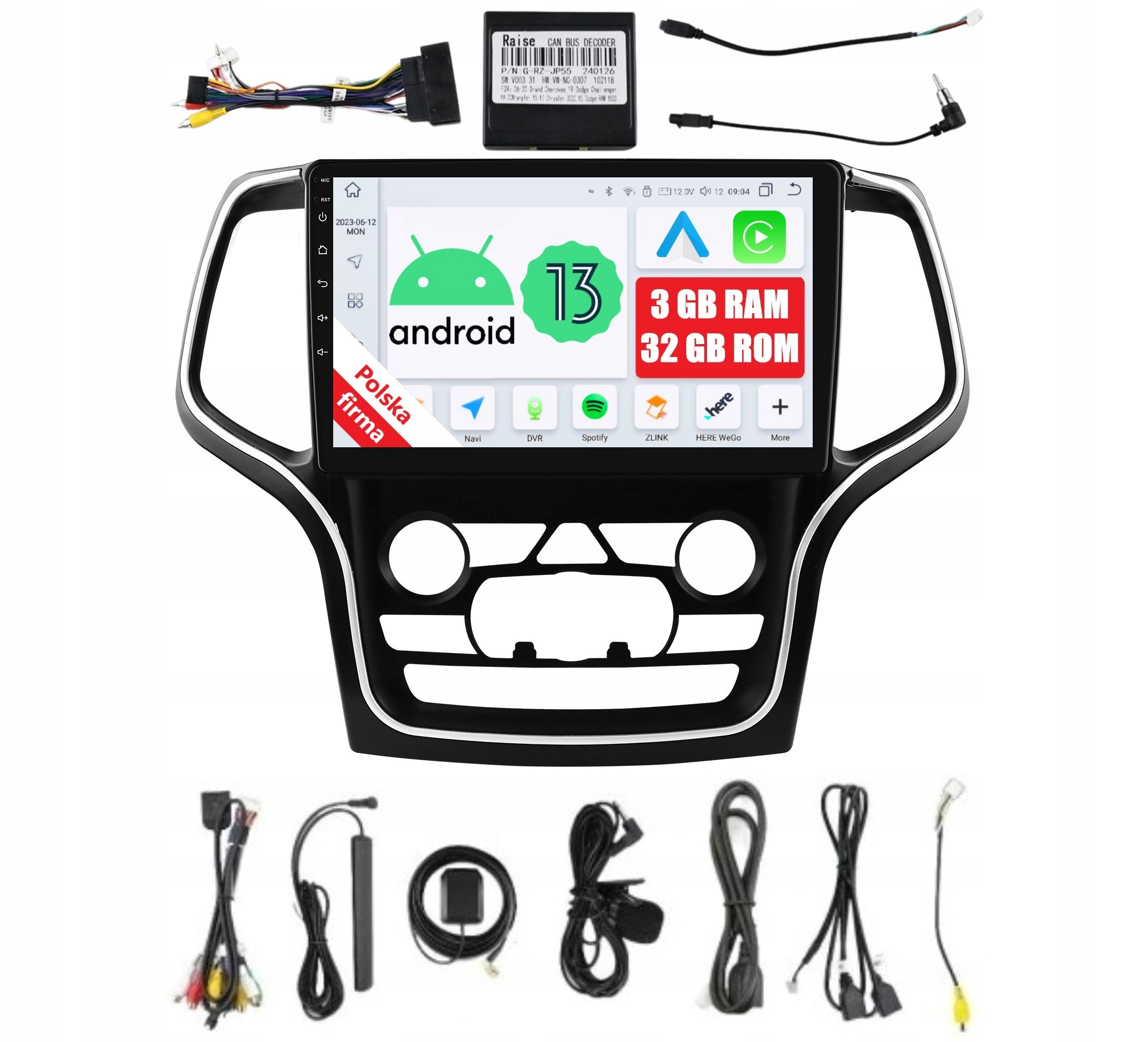 Rádio Navigácia Android Jeep Grand Cherokee WK2 3/32 Gb Dsp Carplay Lte