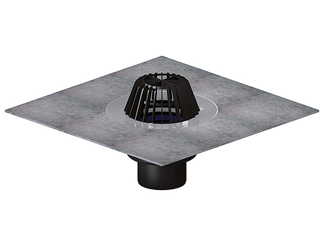 Střešní vpusť plochá gravitace 110 mm koš bitumenový límec