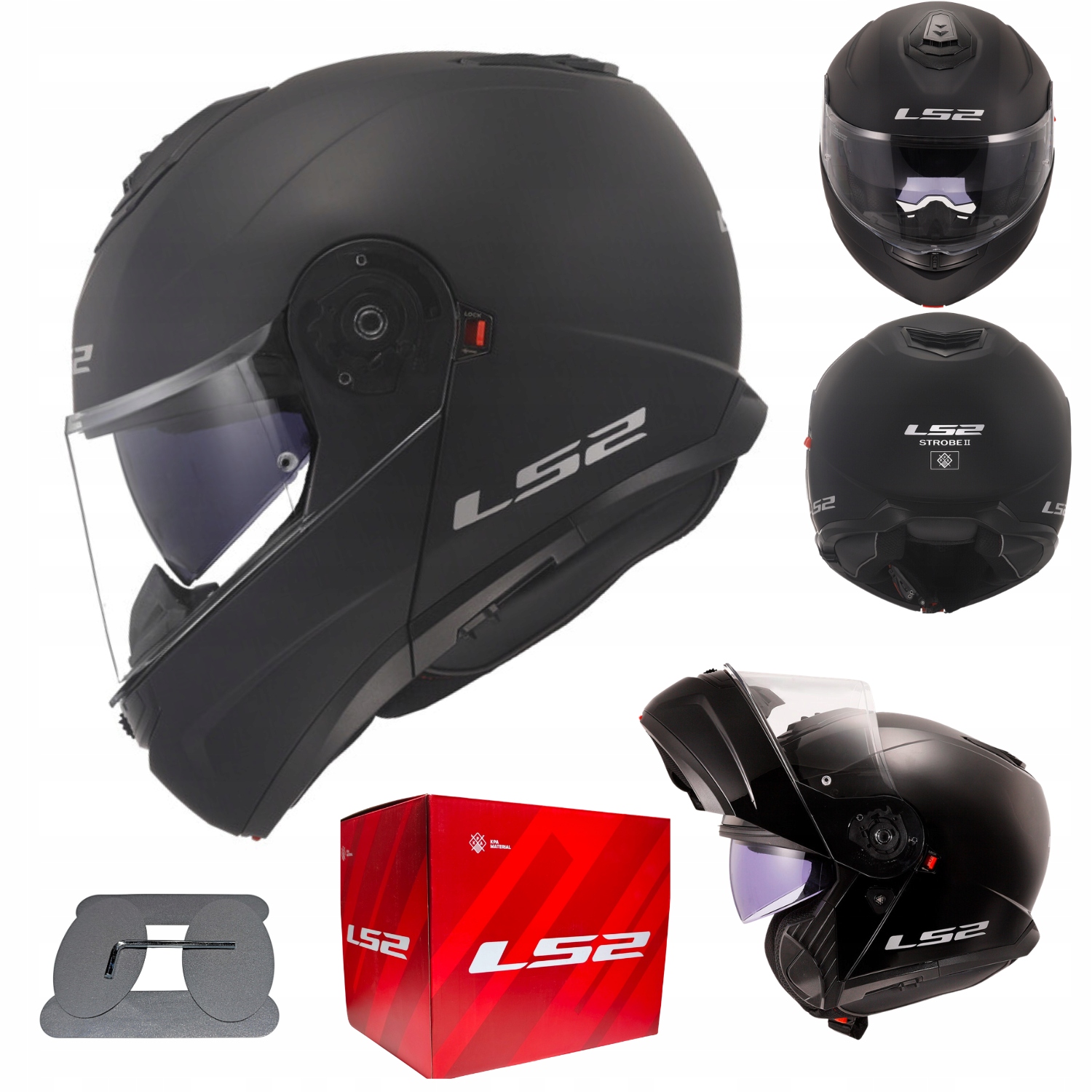 Kask szczękowy LS2 FF908 Strobe II Solid matt black homologacja Ece 22.06 M