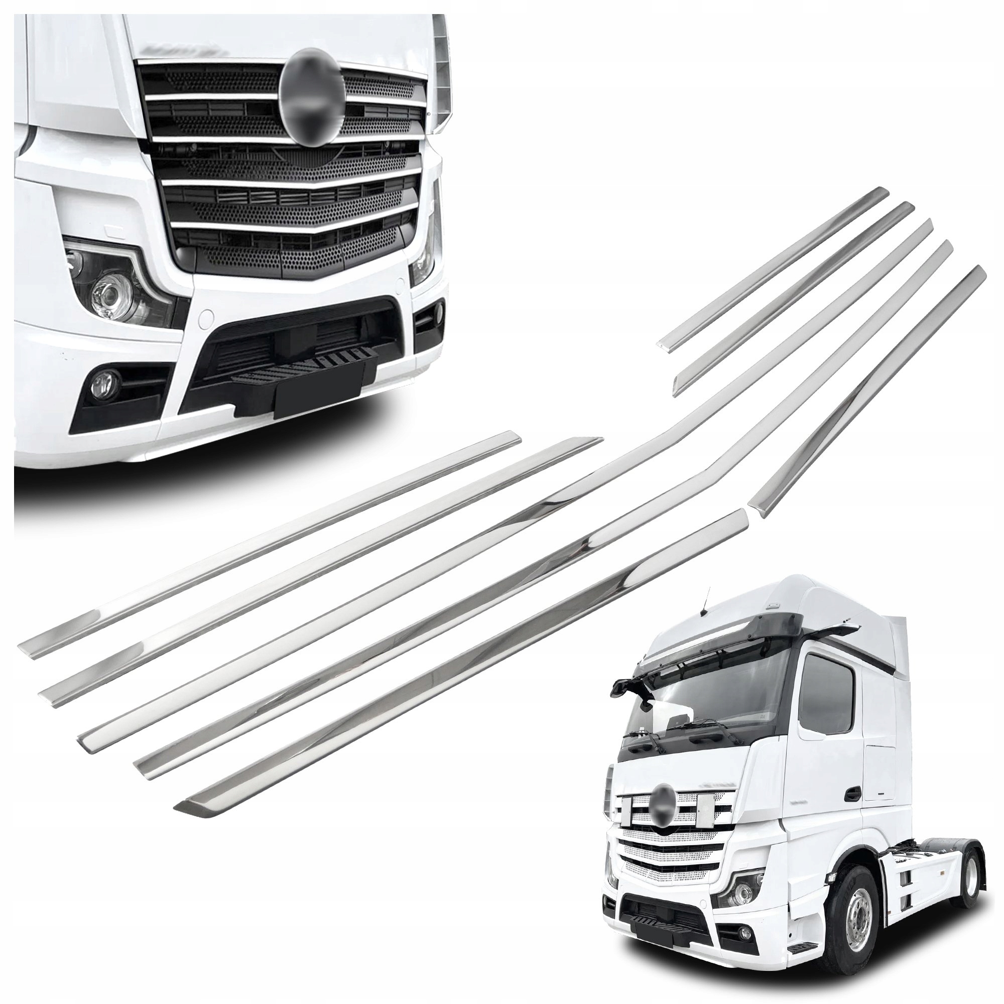 Lišty prednej maskovacej plochy grilu pre Mercedes Actros V MP5 2018-