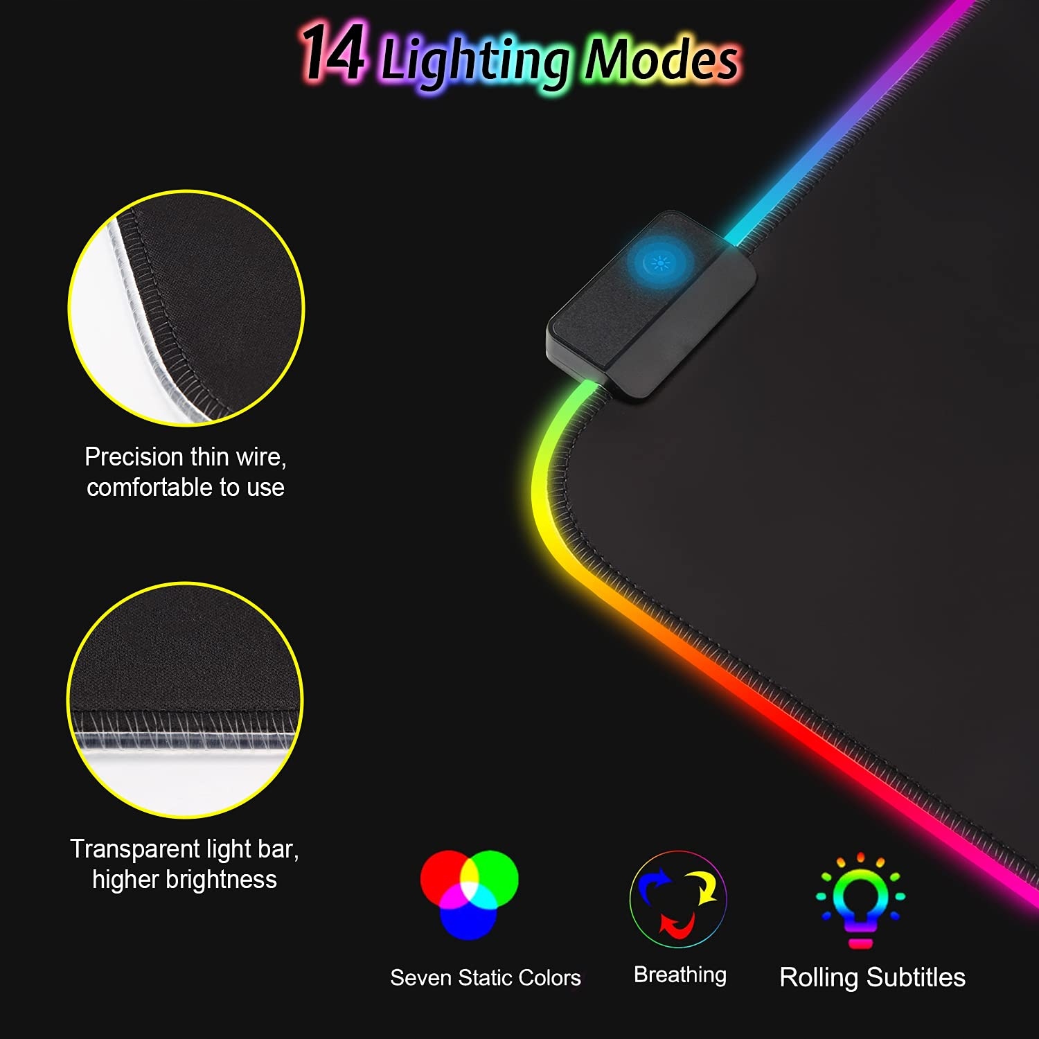 REALKY PODKŁADKA POD MYSZKĘ XXL 800x300mm 7 KOLORÓW LED — miniatura 3