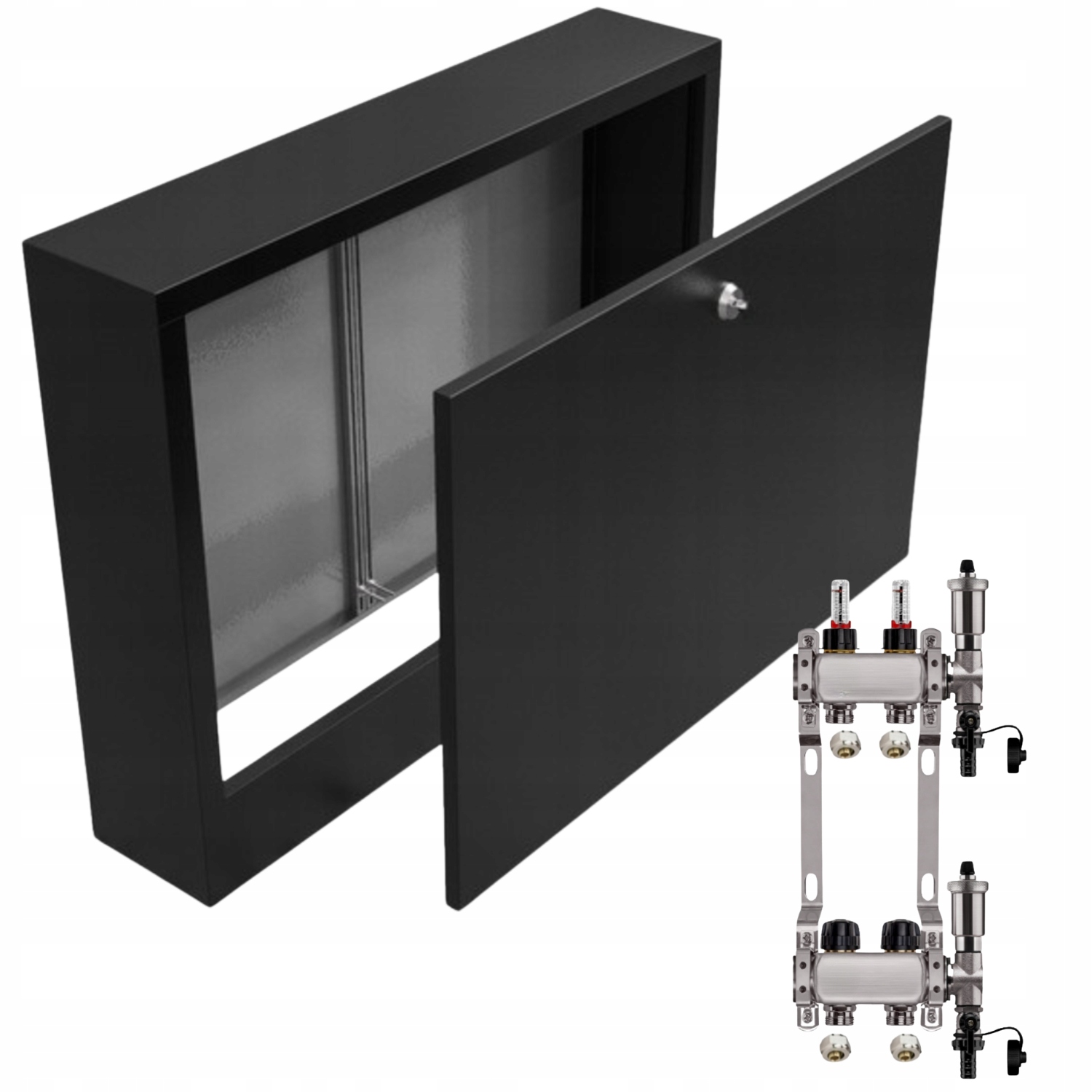 Nerezový Rozdělovač Podlahových Krytin 2+ Nástěnná Skříňka Černá+pex