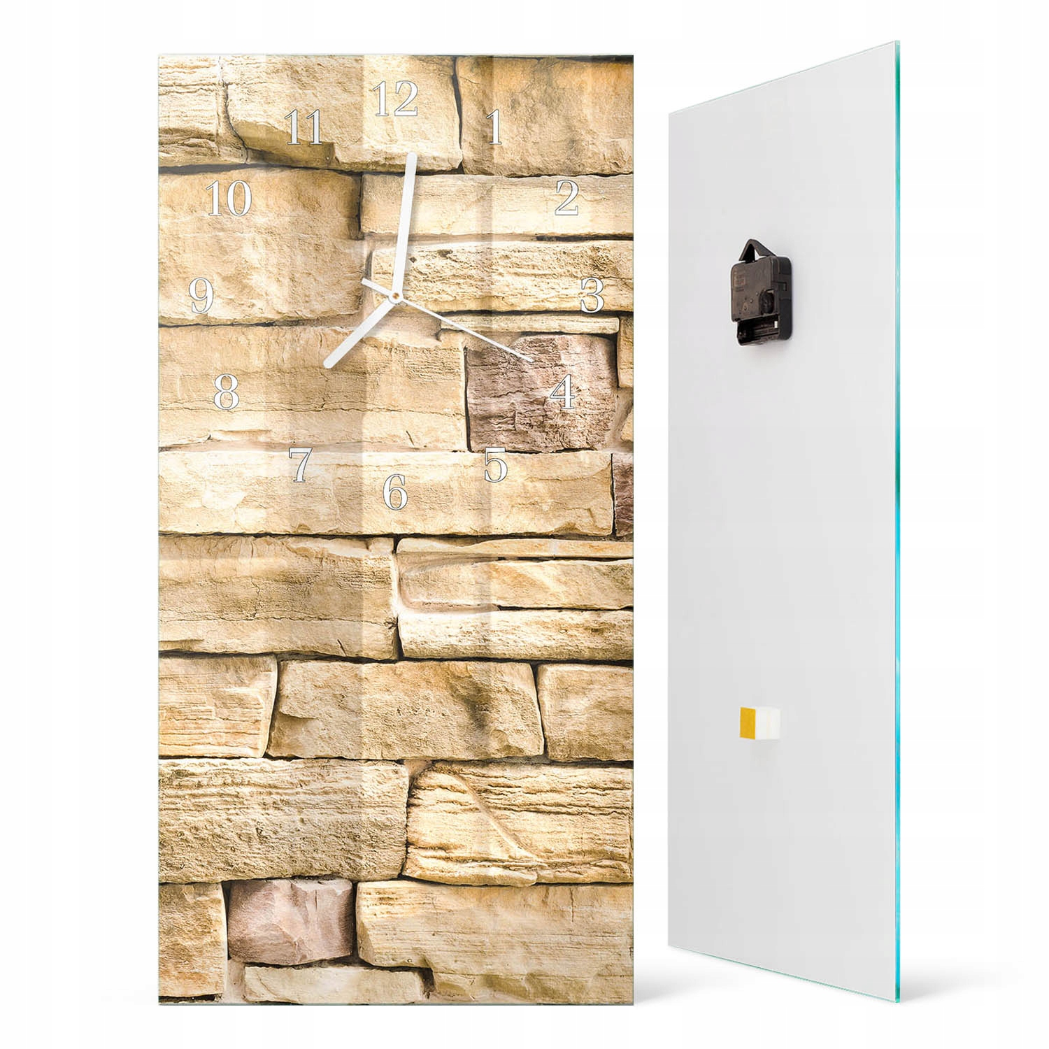 Elegantní obdélníkový skleněný nástěnný hodinový stroj se vzorem a stěnou 30x60 cm