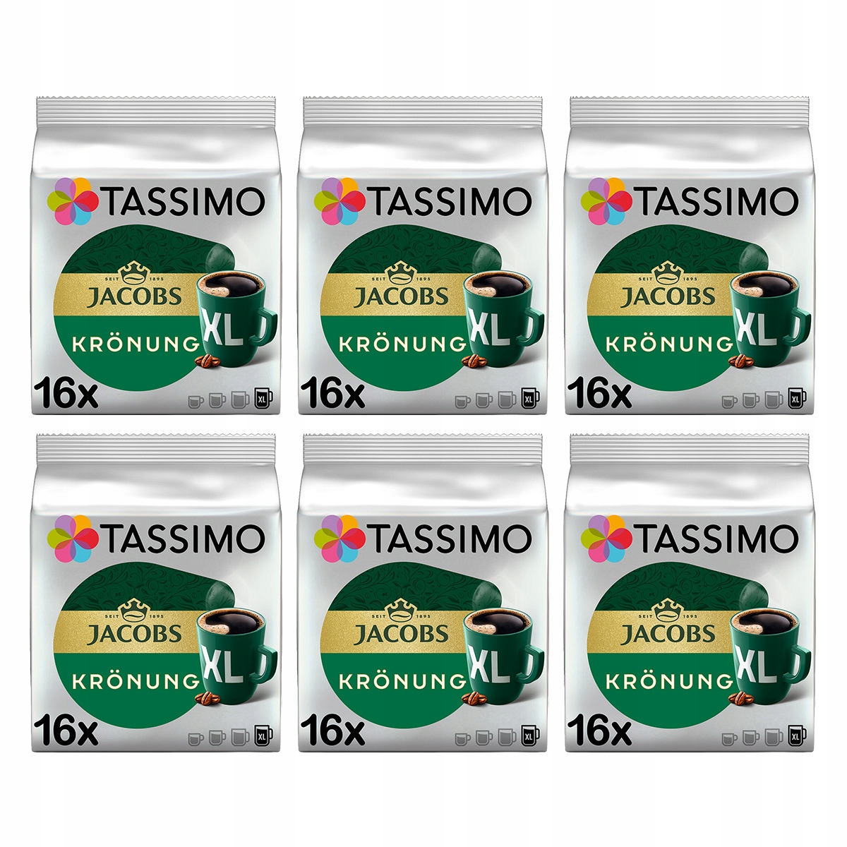 Kapsułki Tassimo Jacobs Kronung XL 6x 16 kapsułek, 5+1 opakowanie Gratis!