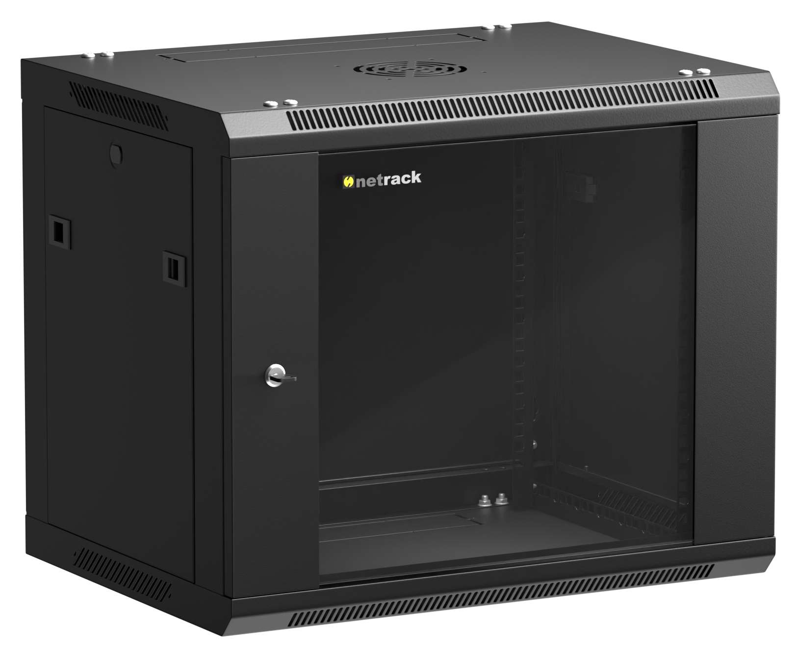 Szafa Wisząca Rack 19" 9U 450mm Netrack F-Line Czarna Drzwi Szklane