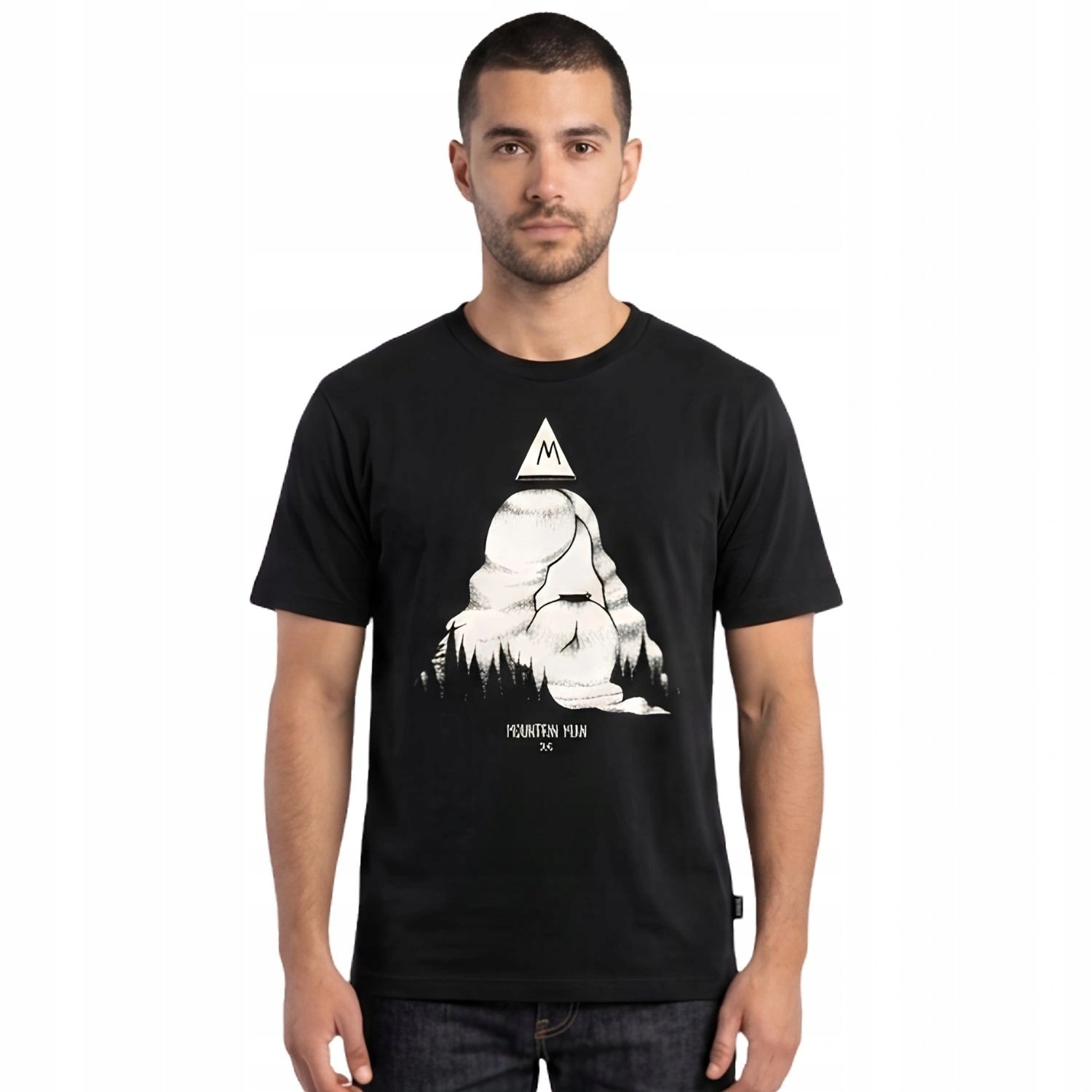 Tričko pánské bavlněné The Dudes Mountain T-Shirt černé s potiskem XL