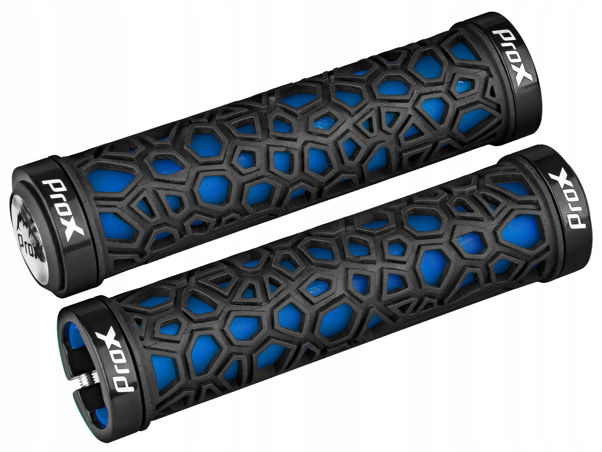 CHWYTY GRIPY RĄCZKI ROWEROWE PROX GP-53 PRZYKRĘCANE CZARNE NIEBIESKIE 130MM EAN (GTIN) 5905247000392