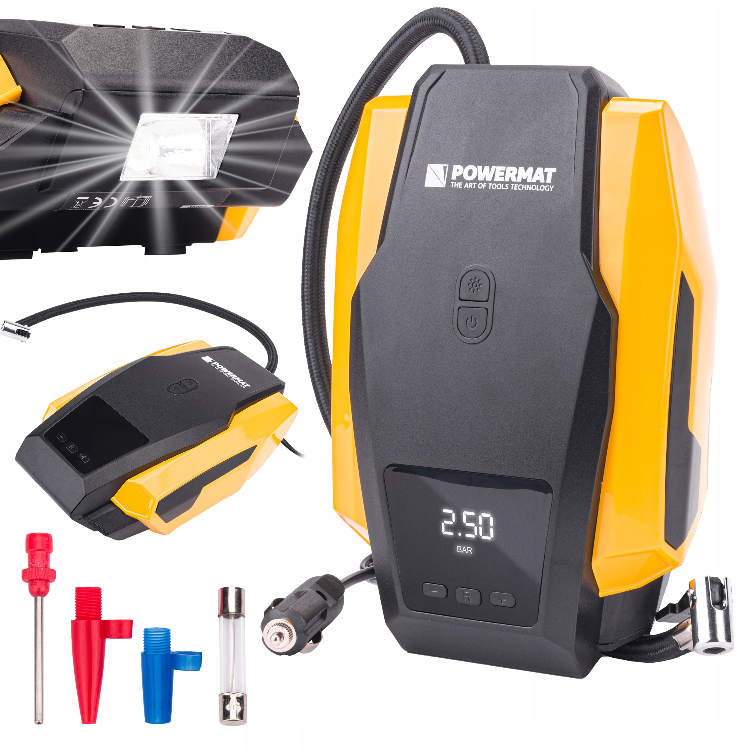 Kompresor BEZOLEJOWY Sprężarka Przenośna 12V LCD