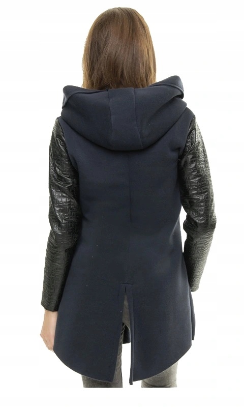 PŁASZCZ DRESOWY PIKOWANY KAPTUR GRANATOWY r.48 Kaptur z kapturem