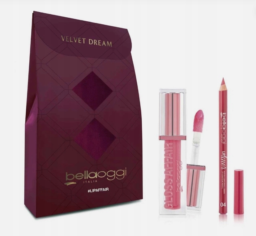 BellaOggi Velvet dream lipaffair Set s odstínem lesku 04 a konturovací tužkou