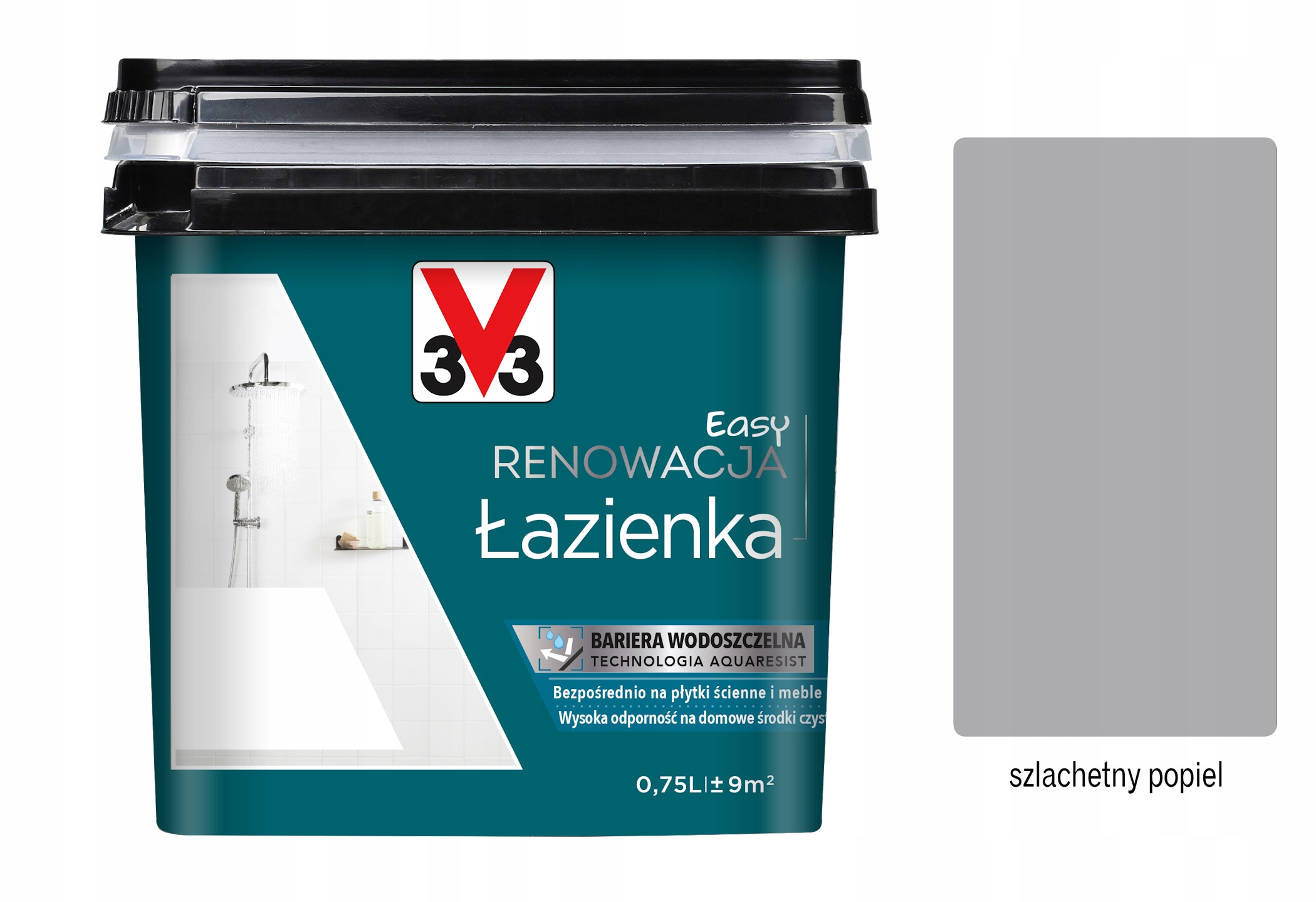 V33 Farba renowacja Łazienka i Płytki 0,75L Szlachetny popiel satyna