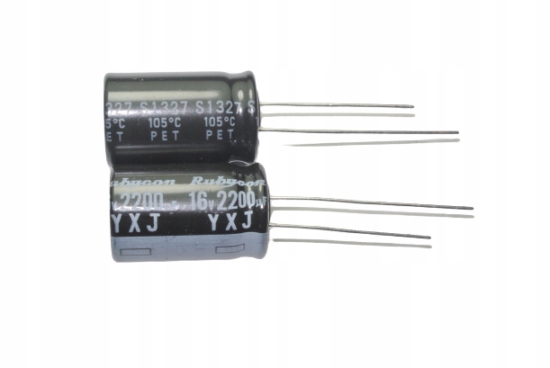 

Kondensator 2200uF 16V 20% 105°C Rubycon 12.5x20mm