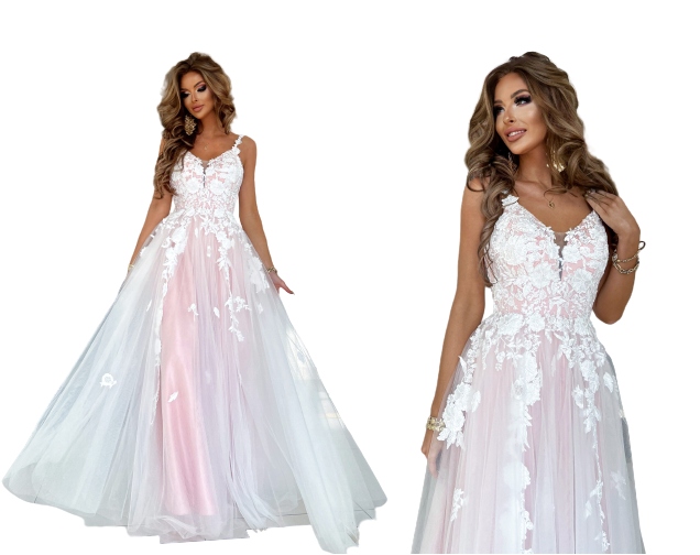 Garden Bílá Dlouhá Šaty Princezna s Gipiurou svatební M kat